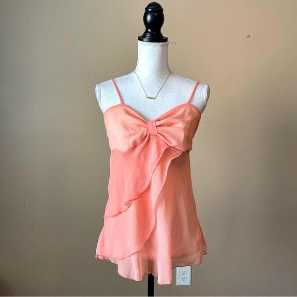 Geri C Tops - GERI C | Peach Ruffle Tank Top Sz M